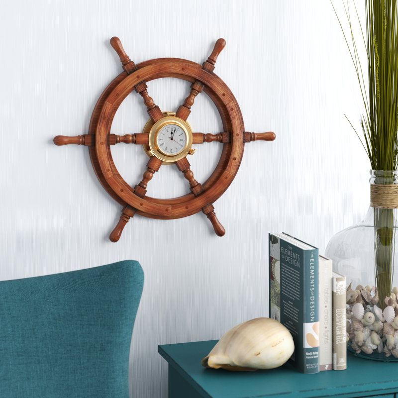 Beachcrest Home Oversized Ship Wheel Wall Clock & Reviews Wayfair